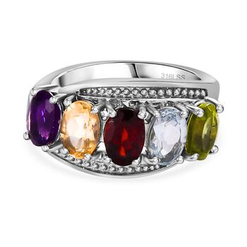 Mehrfarbiger Ring, Edelstahl, (Gr&ouml;&szlig;e 16.00) ca. 2.53 ct