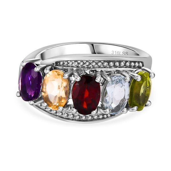 Mehrfarbiger Ring, Edelstahl, (Gr&ouml;&szlig;e 16.00) ca. 2.53 ct