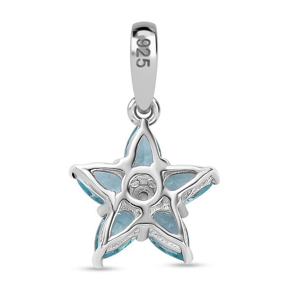 Paraiba-Apatit, Wei&szlig;er Zirkon Anh&auml;nger 925 Silber platiniert ca. 1.14 ct image number 5