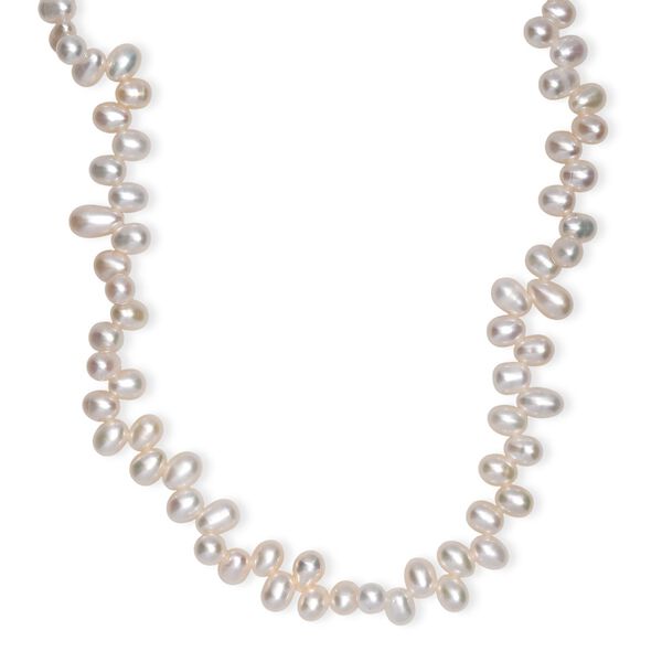 Wei&szlig;e S&uuml;&szlig;wasser Perle Halskette ca. 45 cm 925 Silber rhodiniert