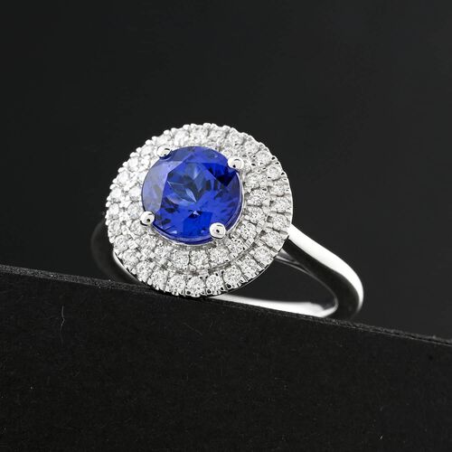 RHAPSODY zertifiziert und geprüft AAAA Tansanit und VS-EF Diamant Ring in 950 Platin - 1,55 ct. image number 1