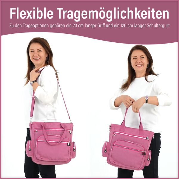 Wasserabweisende Schultertasche Tasche, himbeerfarben image number 9