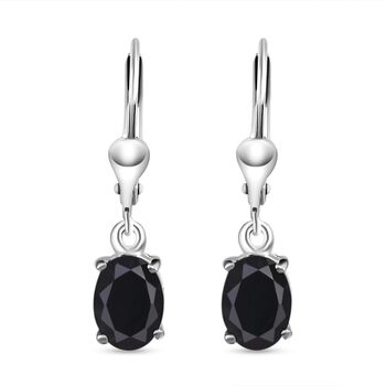 Schwarze Spinell Ohrringe, 925 Silber ca. 2.99 ct