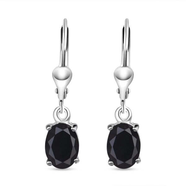 Schwarze Spinell Ohrringe, 925 Silber ca. 2.99 ct