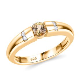 AA Natürlicher goldener Tansanit und Moissanit Ring - 0,43 ct.