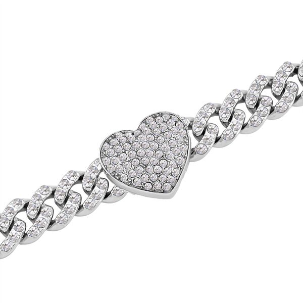 Wei&szlig;er Kristall Armband, Herz-Motiv, ca. 19 cm image number 5