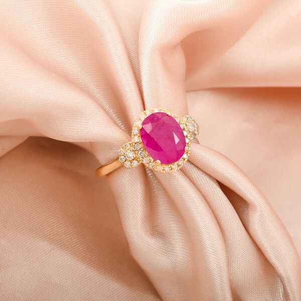 LUXORO AAA natürlicher Mosambik Rubin und Diamant Ring in 585 Gold - 2,50 ct. image number 1