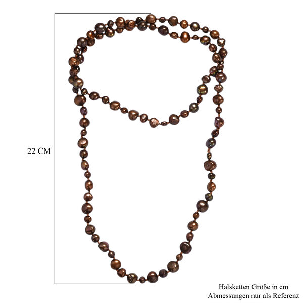 Bronze gefärbte Süßwasserperle Halskette, 86 cm image number 6