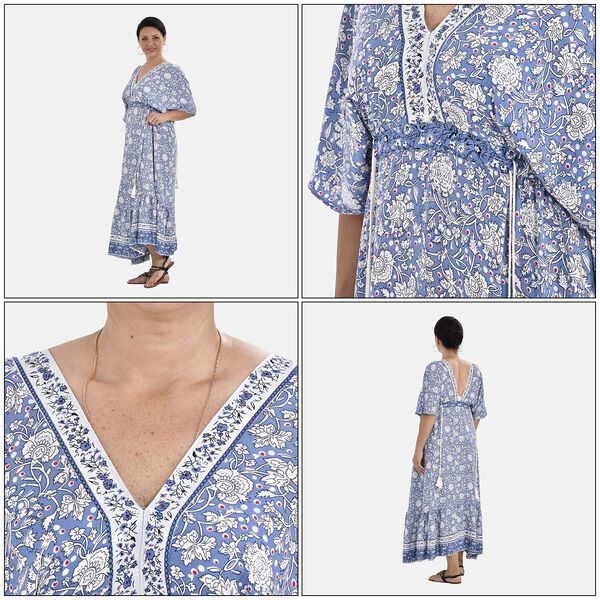 Boho-Chic Maxikleid mit Quasten, Einheitsgr&ouml;&szlig;e, blau image number 5