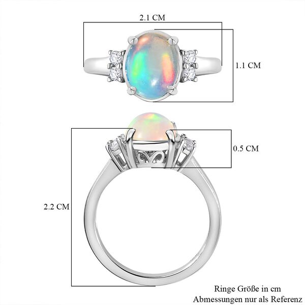 AA Nat&uuml;rlicher, &auml;thiopischer Welo Opal, Wei&szlig;er Zirkon Ring, 925 Silber platiniert (Gr&ouml;&szlig;e 17.00) ca. 1.43 ct image number 8