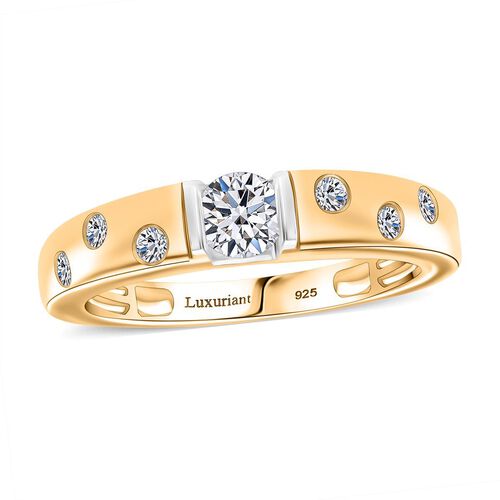 LUXURIANT DIAMOND - Lab Grown Diamant SI-GH SGL zertifiziert Ring 925 Silber Rhodiniert und 750 Gelbgold Vermeil (Größe 18.00) ca. 0.50 ct image number 2