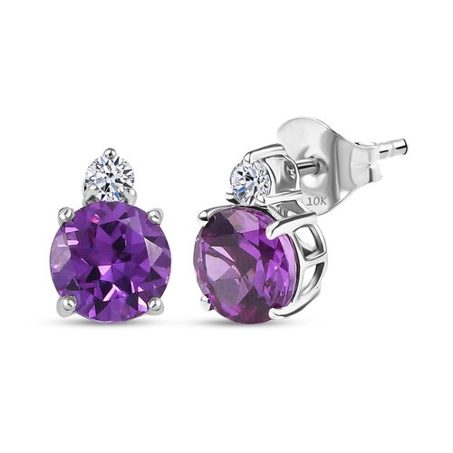 AAA Lab Created Farbwechsel-Saphir, Lab Grown Diamant Ohrringe 417 Gold ca. 3,15 ct. image number 0