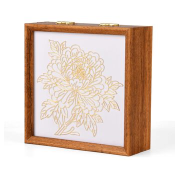 GOLDEN LOTTERY Aufbewahrungsbox mit Sandbild zum kreativen Gestalten, Set mit farbigem Sand, wasserbasiertem Kleber, Plastikbecher und Malwerkzeug 23 x 15,3 x 6 cm, Blumenmotiv