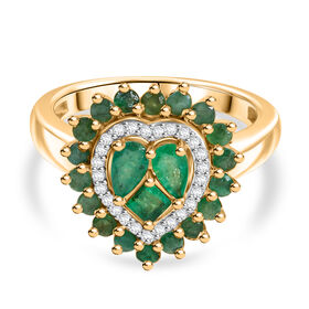 D joy Socoto Smaragd Ring 925 Silber 750 Gelbgold Vermeil (Größe 17.00) ca. 1.46 ct