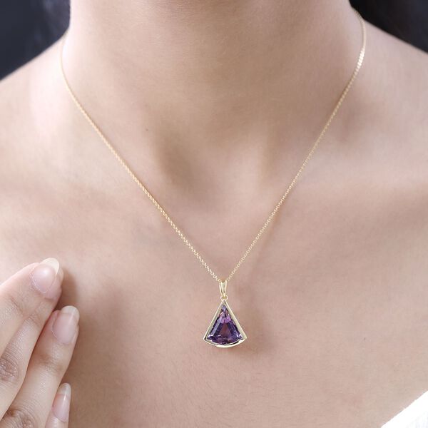 Afrikanischer Amethyst Anh&auml;nger mit Kette, 925 Silber Gelbgold Vermeil ca. 5.45 ct image number 3