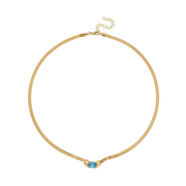 2-teiliges Schmuckset, Halskette und Armband mit Blauer Kristallen, Edelstahl goldfarben image number 3