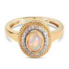 Natürlicher Äthiopischer Opal und Zirkon Ring 925 Silber vergoldet (Größe 16.00) ca. 0,83 ct
