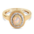 Natürlicher Äthiopischer Opal und Zirkon Ring 925 Silber vergoldet  ca. 0,83 ct image number 0
