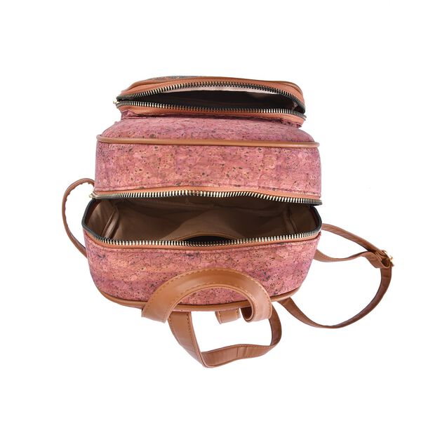 Praktischer Rucksack aus Naturkork mit Kunstleder-Griffen, Bohème Muster, Rot image number 5