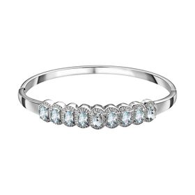 Himmelblauer Topas Armreif ca. 19 cm 316L Edelstahl ca. 4.86 ct