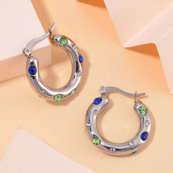 Mehrfarbige Kristall-Ohrringe in Silberton image number 1