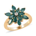 Grandidierit und Zirkon Blumen-Ring, 925 Silber vergoldet  ca. 1,77 ct image number 3