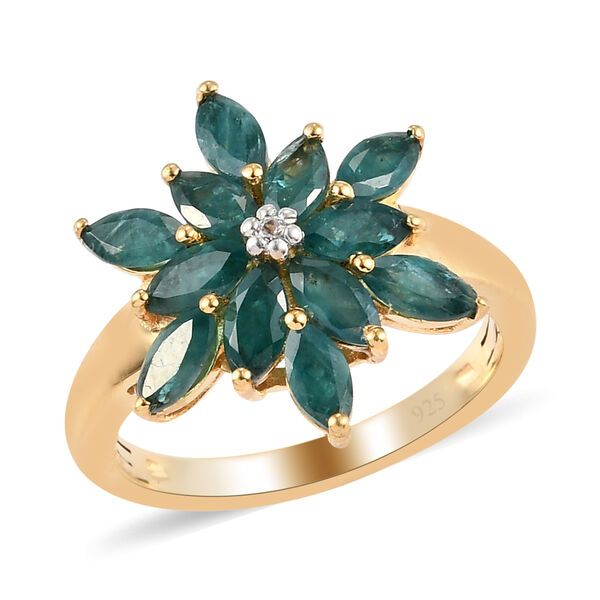 Grandidierit und Zirkon Blumen-Ring, 925 Silber vergoldet  ca. 1,77 ct image number 4