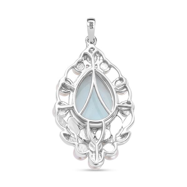 AA nat&uuml;rlicher gr&uuml;ner Larimar und S&uuml;&szlig;wasser Perle Anh&auml;nger - 9,53 ct. image number 5