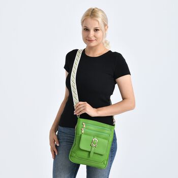 Elegante Umh&auml;ngetasche aus feinem Lederimitat mit Mehrfachf&auml;chern, 24x27cm, Olivgr&uuml;n