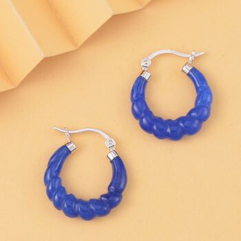 Blaue Jade Ohrringe 925 Silber rhodiniert ca. 18.50 ct