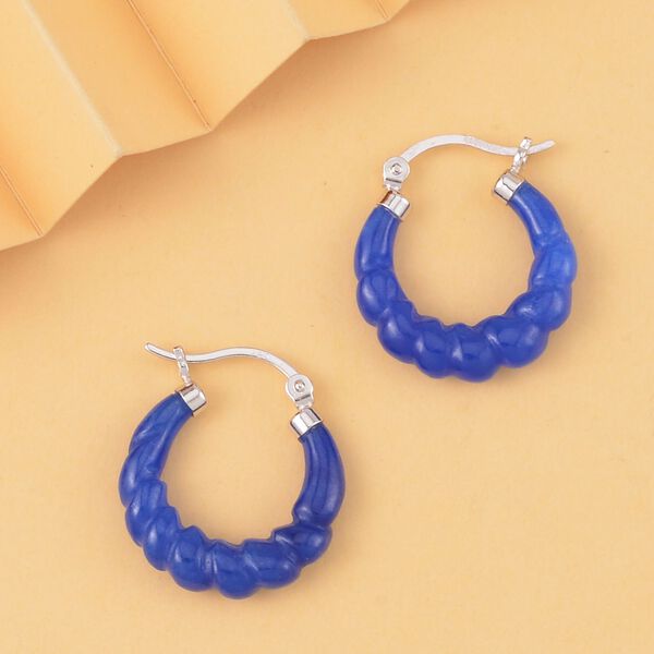 Blaue Jade Ohrringe 925 Silber rhodiniert ca. 18.50 ct image number 2