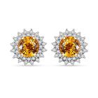 AAA Gelber Saphir, Wei&szlig;e Diamant Ohrringe, AGI zertifiziert und gepr&uuml;ft, 585 Gelb Gold, ca. 2.14 ct