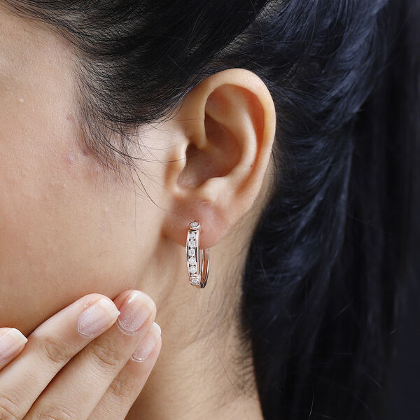 Moissanit Creolen, 925 Silber Ros&eacute;gold Vermeil - 0,84 ct. image number 3