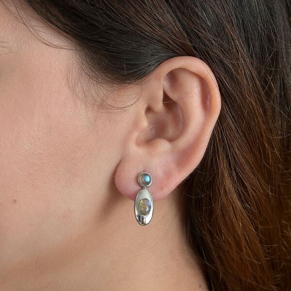 Labradorit Ohrringe  Edelstahl ca. 3.26 ct image number 4