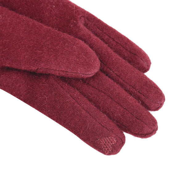 LA MAREY - Kaschmirwolle Handschuhe mit Schnalle, Gr&ouml;&szlig;e 23x9 cm, Weinrot image number 4