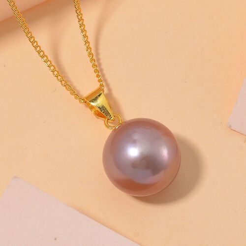 11-13mm lila Edison Perle Anhänger mit 45cm Kette image number 1