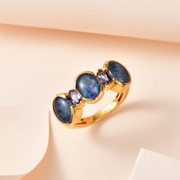 Boulder Opal Triplett und Tansanit Ring - 3,32 ct. image number 3