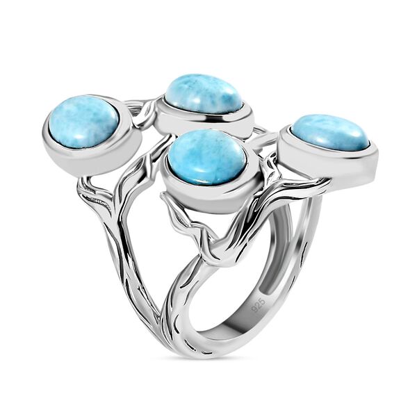 Larimar Ring  925 Silber Platin-Überzug image number 5