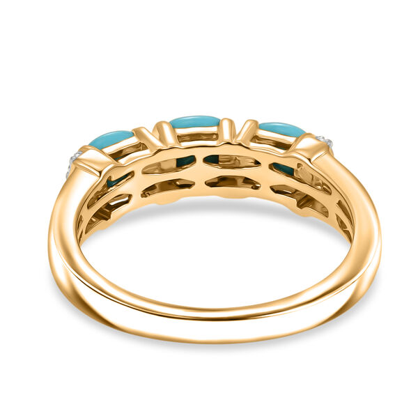 D'Joy Sleeping Beauty T&uuml;rkis, Wei&szlig;er Zirkon Ring 925 Silber 750 Vergoldet (Gr&ouml;&szlig;e 21.00) ca. 1,04 ct image number 5