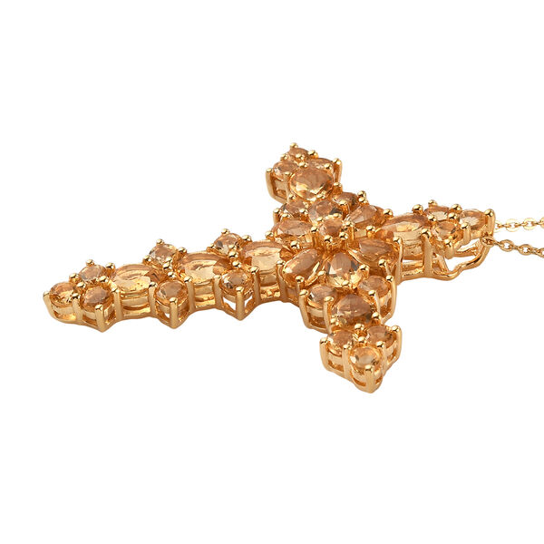 Citrin Kreuz-Anhänger mit Kette, 925 Silber vergoldet ca. 4,81 ct image number 4