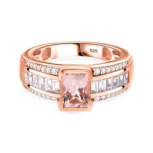 Morganit, Weißer Zirkon Ring 925 Silber 750 Roségold Vermeil (Größe 18.00) ca. 2,39 ct image number 0