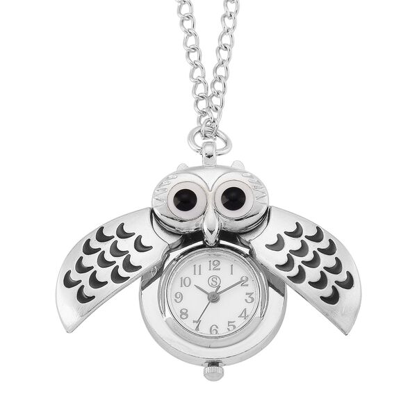 STRADA Eulen-Uhr, Aufklapp-Fl&uuml;gel-Design PC21S Japanisches Uhrwerk, Edelstahlboden, wasserresistenter Konstruktion, Silberfarben image number 5