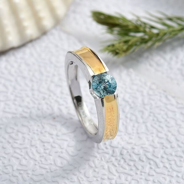 D'Joy AA blauer Zirkon zweifarbiger Ring - 1,11 ct. image number 2