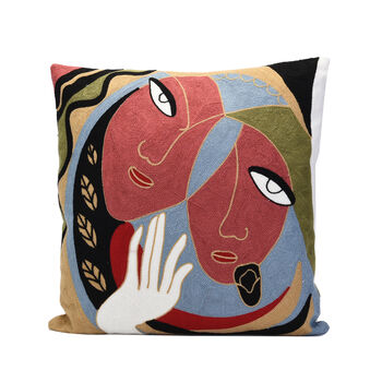 Kissenbezug mit Stickerei und Rei&szlig;verschluss, Gr&ouml;&szlig;e: 43x43cm, Rot