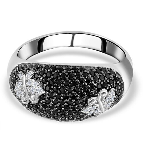 Schwarzer Spinell und Zirkon-Ring - 1,03 ct. image number 0