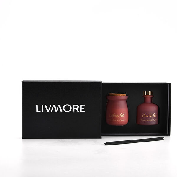 2er Set - Duftkerze 5 x 7 cm und &Ouml;l-Diffusor 50 ml mit St&auml;bchen, Rose image number 8