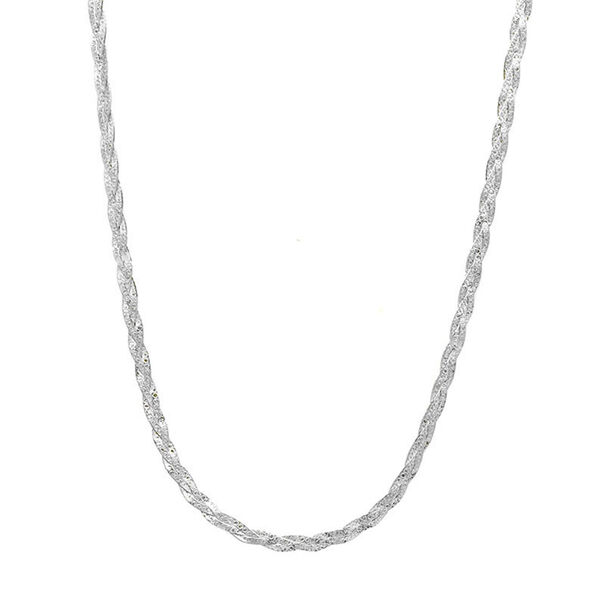 Geflochtene Halskette, ca. 50 cm, 925 Silber image number 0