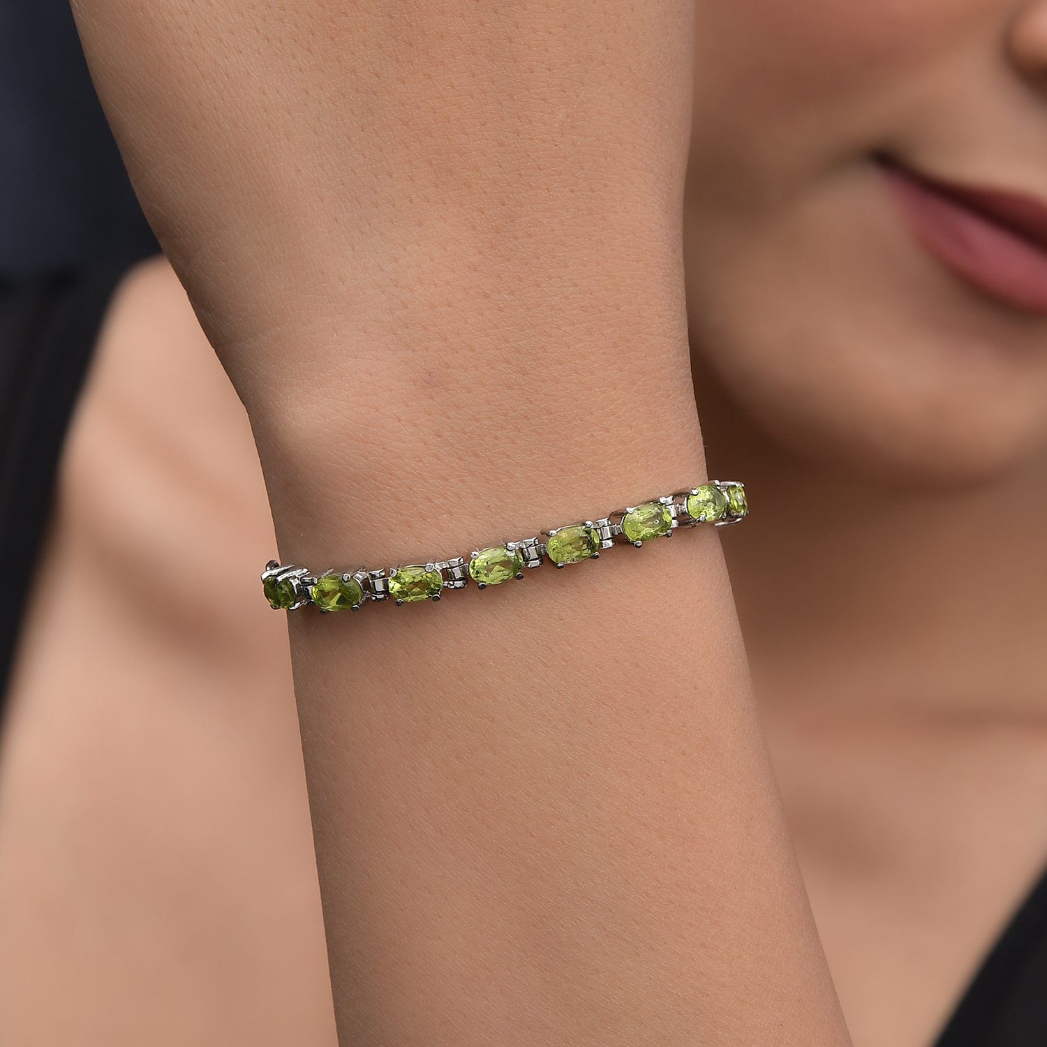 Nat rliches Peridot Armband ca. 19 cm Edelstahl ca. 4.55 ct SHOPLC