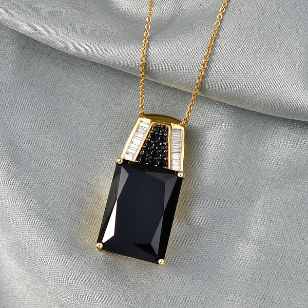 D'Joy schwarzer Spinell und Moissanit Anh&auml;nger mit 50cm Kette - 22,73 ct. image number 1