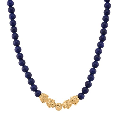 Lapislazuli Halskette ca. Flexibles cm Standard gelb vergoldet ca. 330,00 ct. image number 0